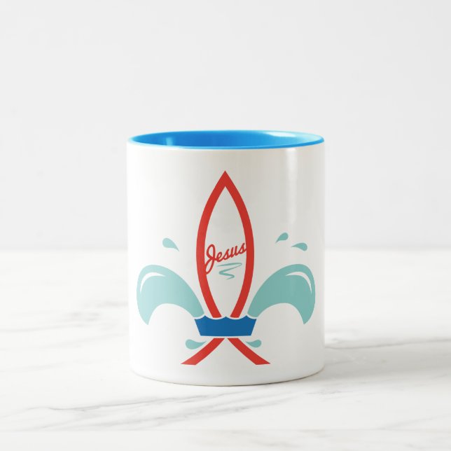 Jesus Fish Lilie Zweifarbige Tasse (Mittel)