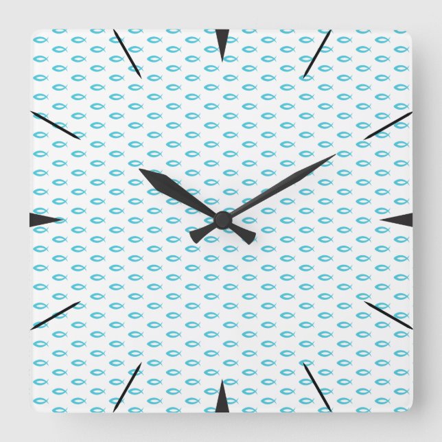 Jesus Fish Pattern Quadratische Wanduhr (Vorderseite)