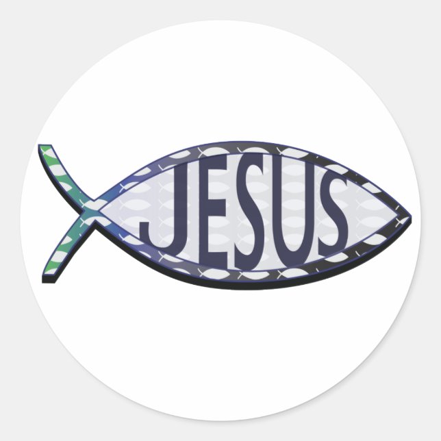 Jesus Fish Runder Aufkleber (Vorderseite)