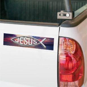 Jesus Fish schöner Sonnenuntergang Autoaufkleber