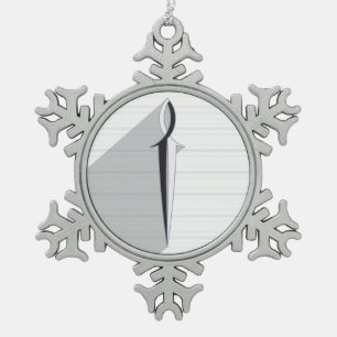 Jesus Fish Schwert und Schatten Schneeflocken Zinn-Ornament