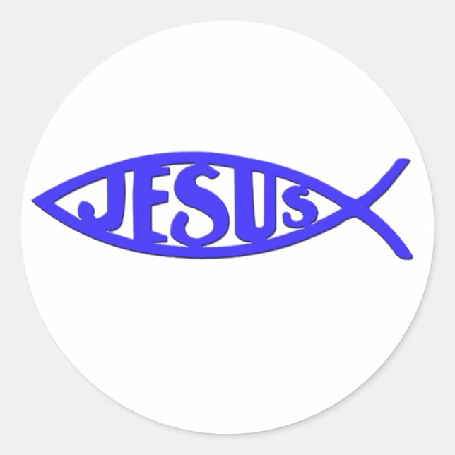 Jesus Fish (Stickers Blue) Runder Aufkleber (Vorderseite)