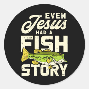 Jesus Fish Story Fisherman God Christ Fischen Runder Aufkleber
