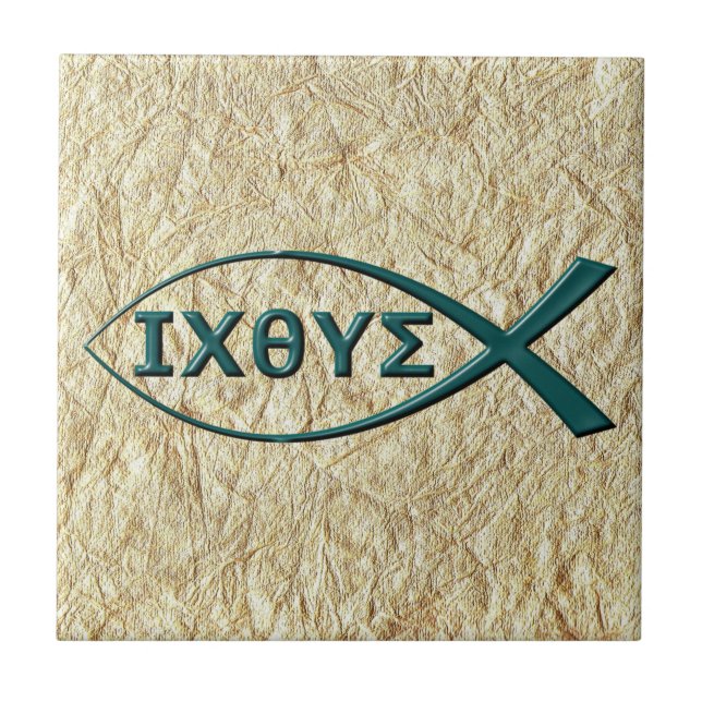 Jesus Fish Symbol Keramik Tile Fliese (Vorderseite)