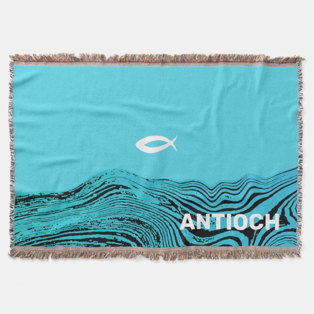 Jesus Fish Wavy Waters Decke (Vorderseite)