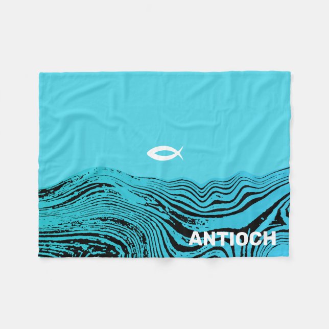 Jesus Fish Wavy Waters Fleecedecke (Vorderseite (Horizontal))