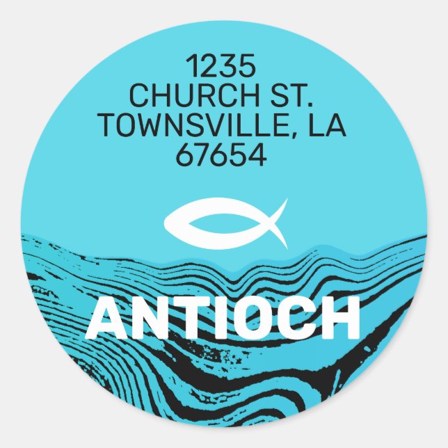 Jesus Fish Wavy Waters Runder Aufkleber (Vorderseite)