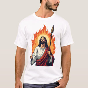 Jesus Flamme Der Wahrheit Vintage Gravur Tee