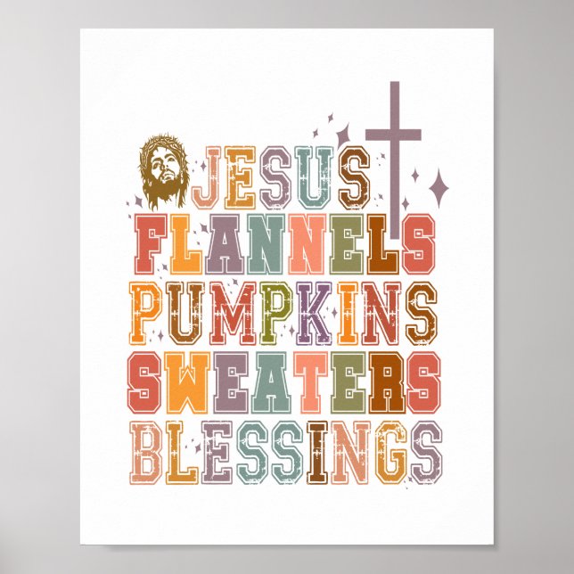 Jesus Flannels Pumpkins Sweaters Segnungen Poster (Vorne)
