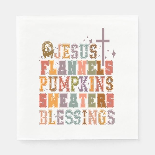 Jesus Flannels Pumpkins Sweaters Segnungen Serviette (Vorderseite)