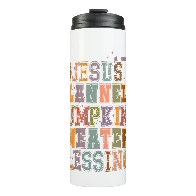 Jesus Flannels Pumpkins Sweaters Segnungen Thermosbecher (Vorderseite)