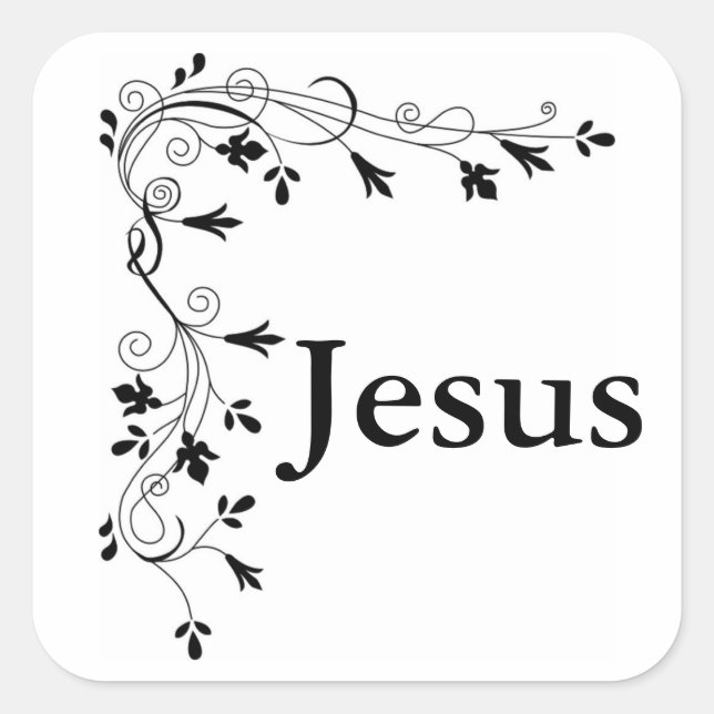 JESUS FLORAL CORNER BORD QUADRATISCHER AUFKLEBER (Vorderseite)