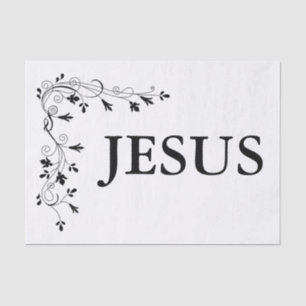 JESUS FLORAL CORNER BORD SEIDENPAPIER