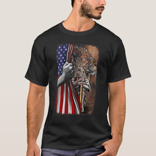 Jesus Frau Krieger Christi Löwe Gott Judah Usa F T-Shirt (Vorderseite)