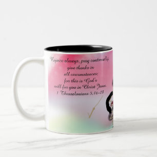 Jesus freut sich zweifarbige tasse