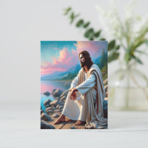 Jesus friedlicher Erretter in göttlicher Reflektio Postkarte
