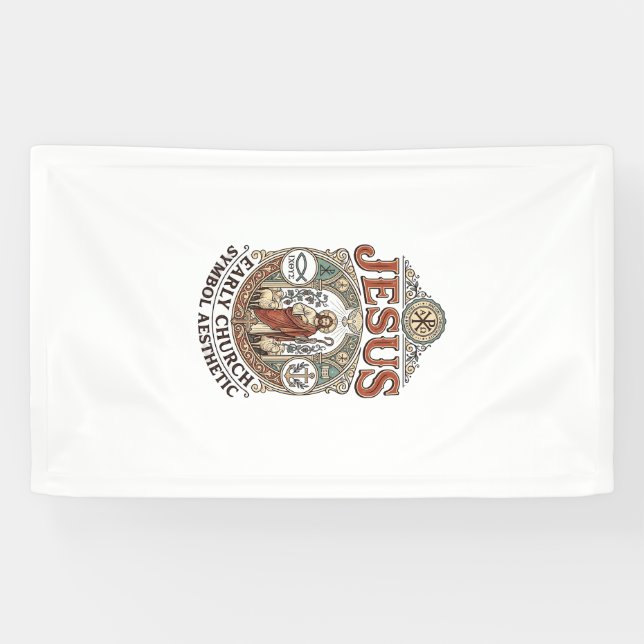 Jesus Frühkirche Symbol Ästhetik Jesus Frühkirche Banner (Horizontal)