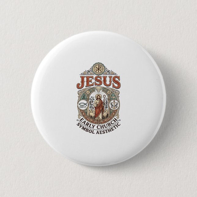Jesus Frühkirche Symbol Ästhetik Jesus Frühkirche Button (Vorderseite)