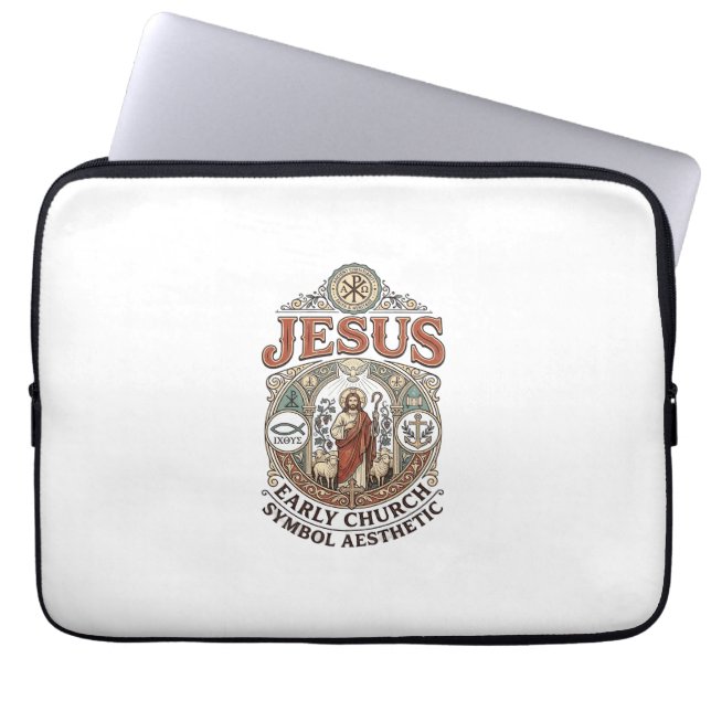Jesus Frühkirche Symbol Ästhetik Jesus Frühkirche Laptopschutzhülle (Vorderseite)