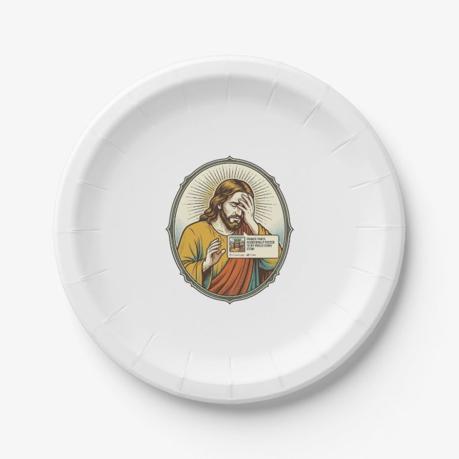 Jesus fügte der Geschichte statt direkter Nachrich Pappteller (Vorderseite)
