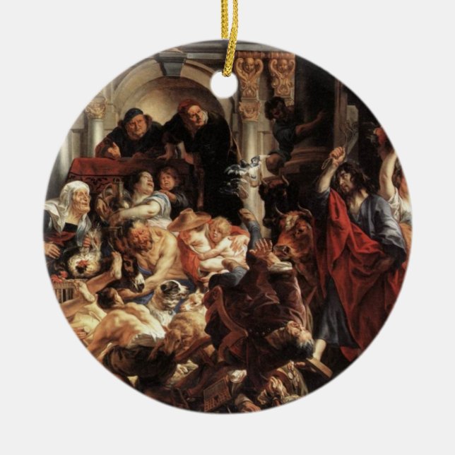 Jesus fuhr die Geldwechsler aus dem Tempel O Keramikornament (Vorne)