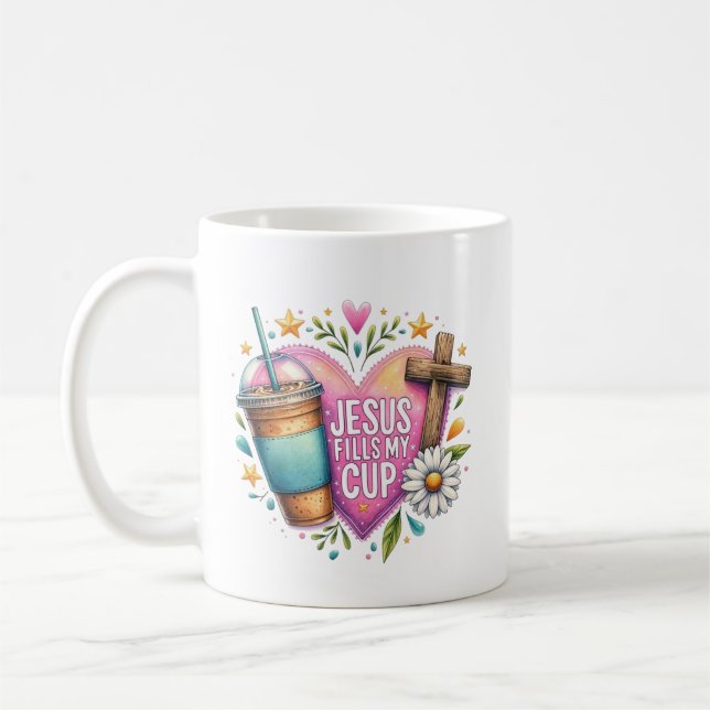Jesus füllt meinen Cup Christlich Coffee Lovers Ps Kaffeetasse (Links)