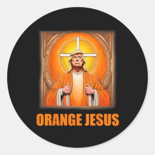 Jesus Funny Trump 1 Runder Aufkleber