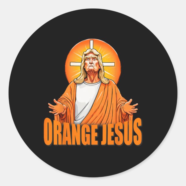 Jesus Funny Trump Runder Aufkleber (Vorderseite)