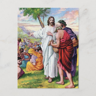 Jesus Fütterte viele hungrige Menschen Postkarte