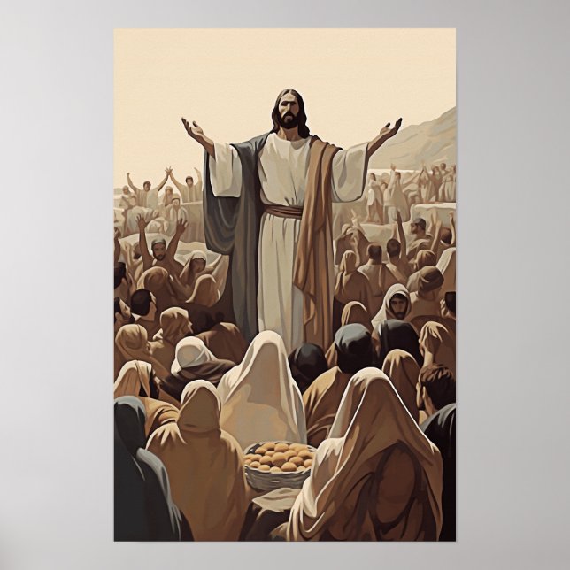 Jesus Füttre 5000 Christliche religiöse Schrift Poster (Vorne)