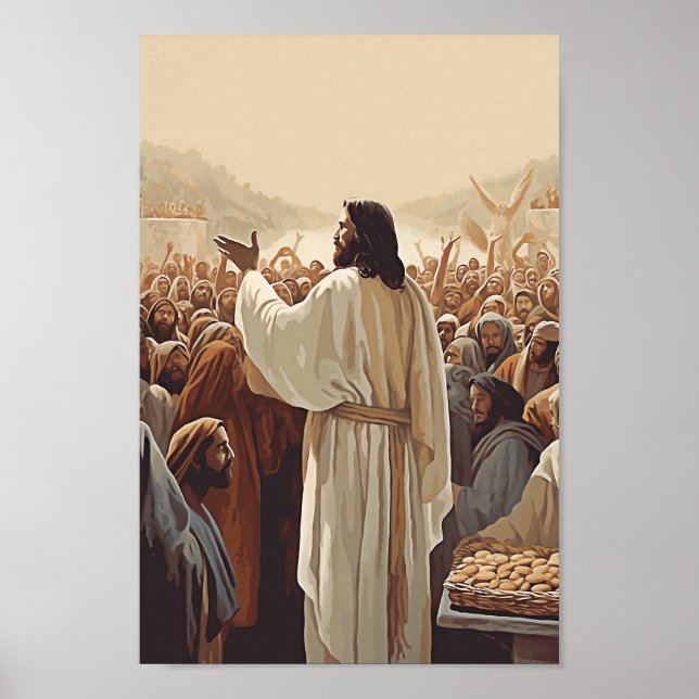 Jesus Füttre das 5000 Poster Christliche Wanddekor (Vorne)