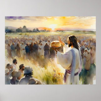 Jesus Füttre die 5000 Menschen Poster