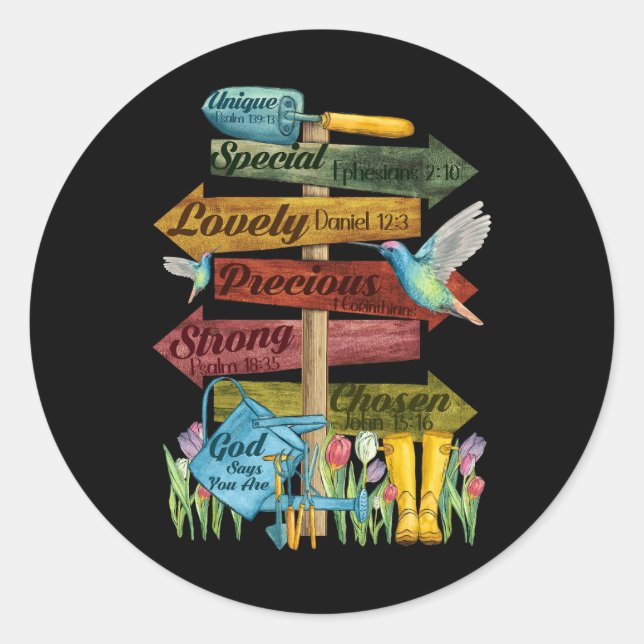 Jesus Garden Blume Hummingbird Gott sagen Sie sind Runder Aufkleber (Vorderseite)