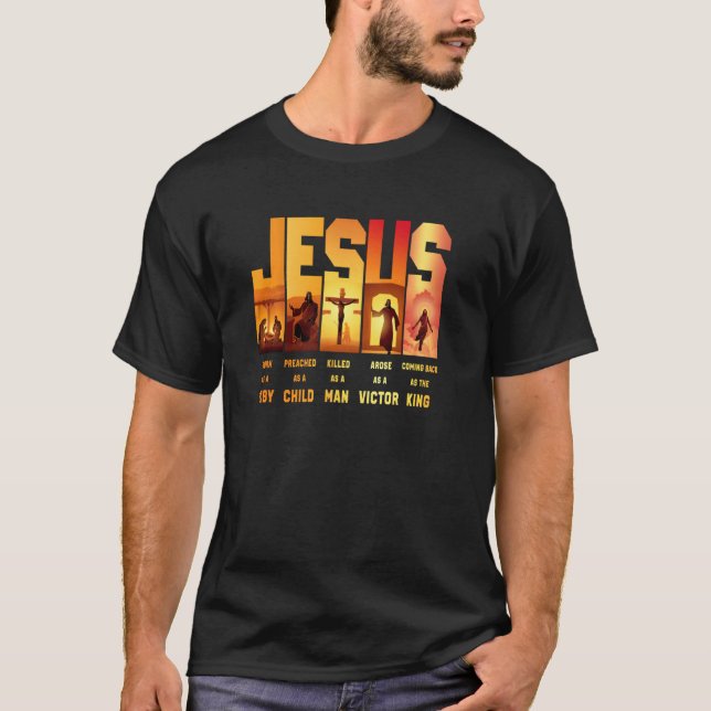Jesus Geboren als ein Kind, das als Kind gepredigt T-Shirt (Vorderseite)