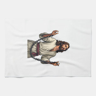 Jesus Gebrochene Ketten Vintage Gravur T-Shirt Geschirrtuch