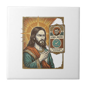 Jesus gefälschtes verifiziertes Häkchen Betrug Tro Fliese