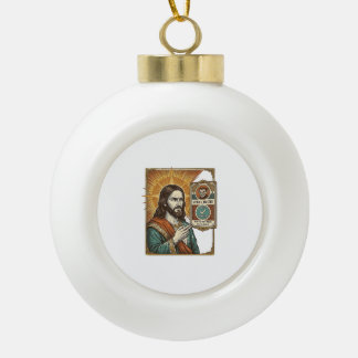 Jesus gefälschtes verifiziertes Häkchen Betrug Tro Keramik Kugel-Ornament