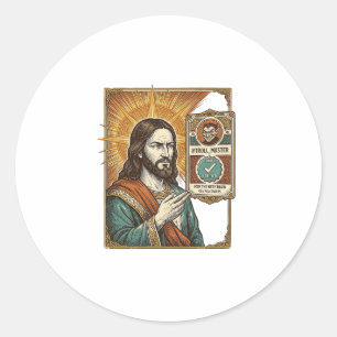 Jesus gefälschtes verifiziertes Häkchen Betrug Tro Runder Aufkleber