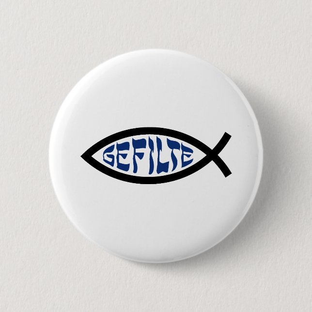 Jesus Gefilte Fisch - Jüdischer Pessach Humor Button (Vorderseite)
