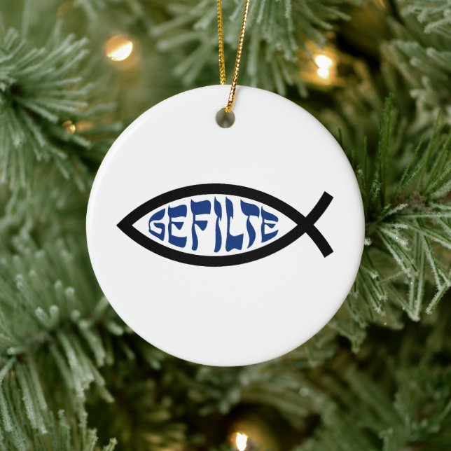 Jesus Gefilte Fish - Jüdischer Pessach Spaß Keramikornament (Baum)