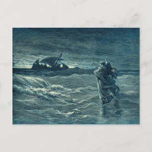 Jesus geht am Meer spazieren Bibel Postkarte