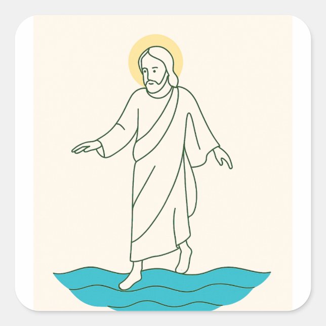 Jesus geht auf dem Wasser Aufkleber (Vorderseite)