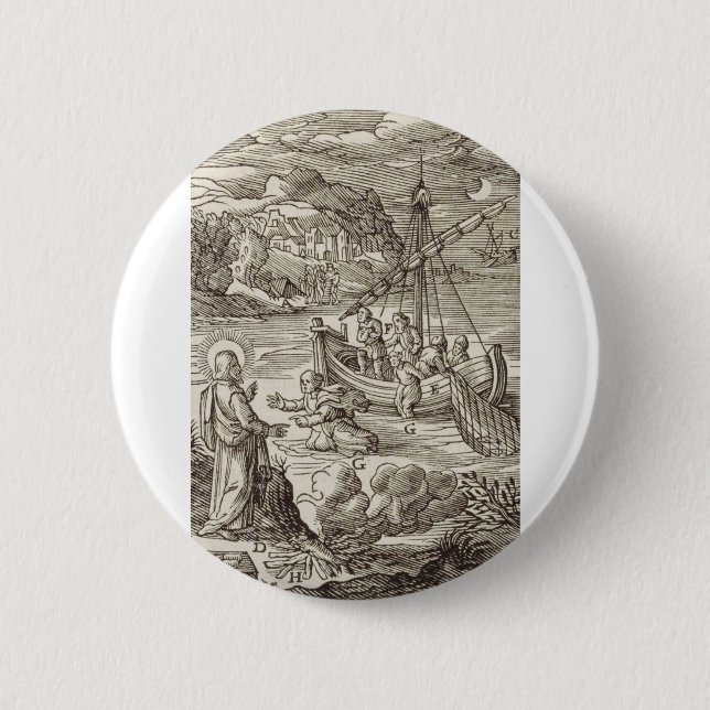 Jesus geht auf dem Wasser Button (Vorderseite)