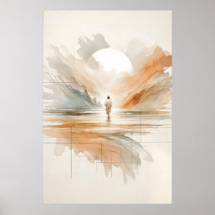 Jesus geht auf dem Wasser Inspirierende Aquarellma Poster