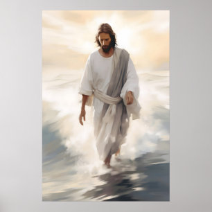 Jesus geht auf dem Wasser Jesus Christus Ostern Ma Poster