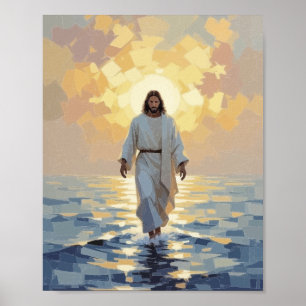 Jesus geht auf dem Wasser Ölgemälde – Stürmische S Poster