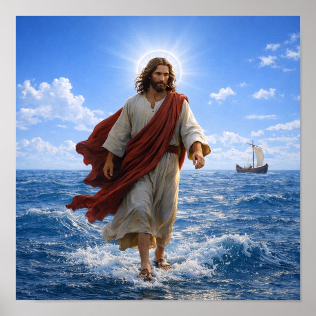 Jesus geht auf dem Wasser Poster (Vorne)