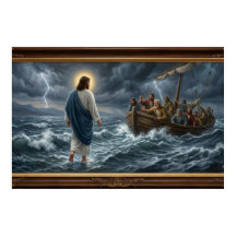 Jesus geht auf dem Wasser Poster – Christliche Wan