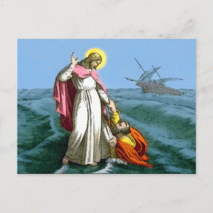 Jesus geht auf dem Wasser Postkarte