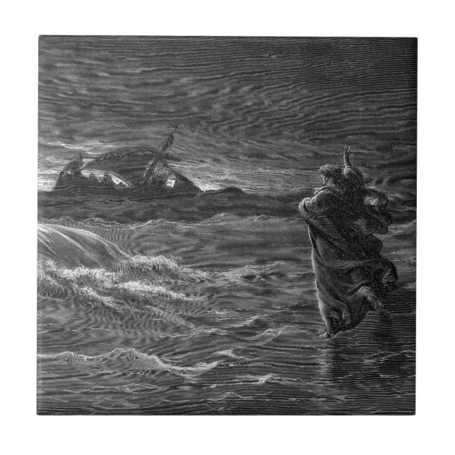 Jesus geht auf Wasser Fliese (Vorderseite)